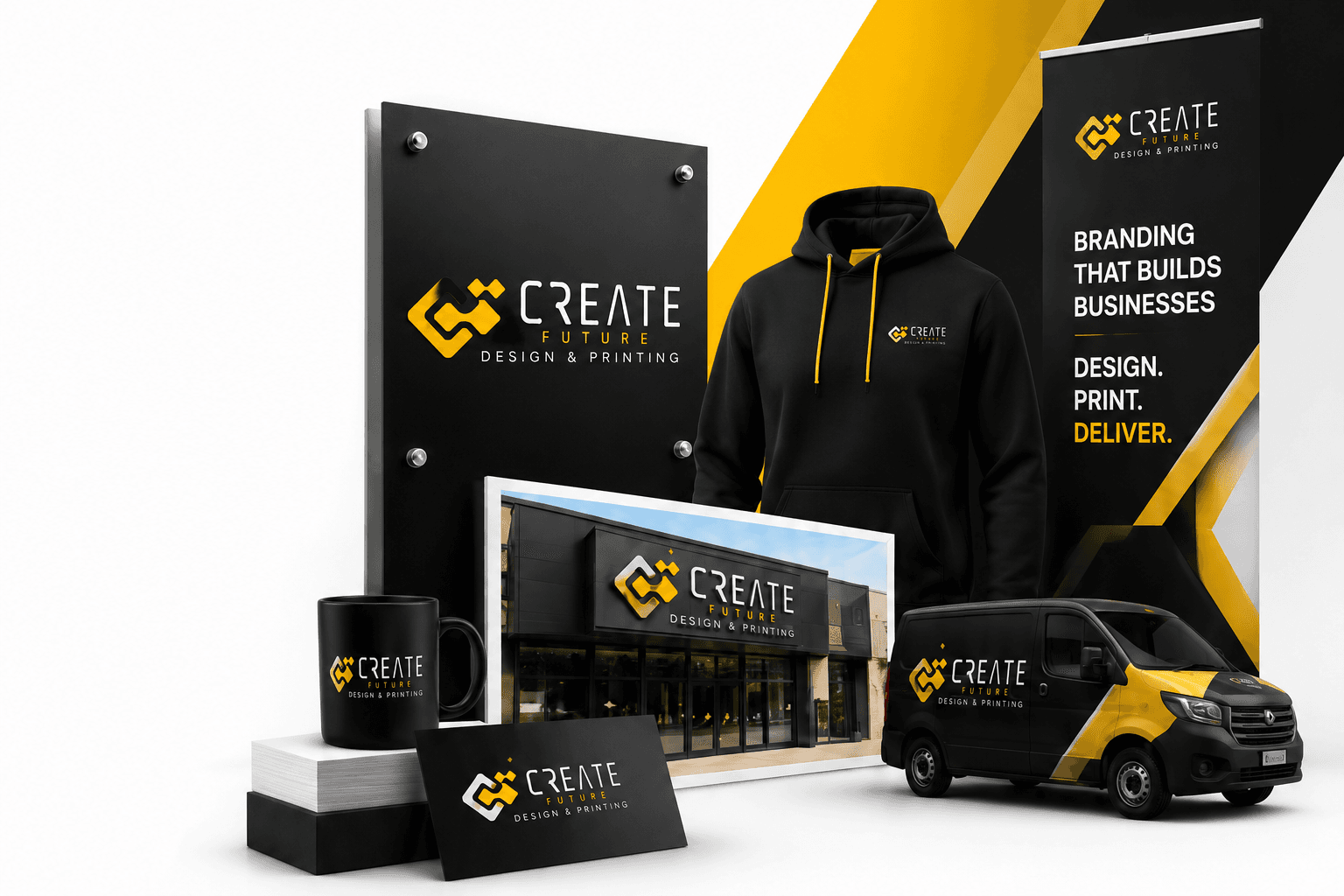Create Future branded printing, signage, apparel and vehicle wrap
