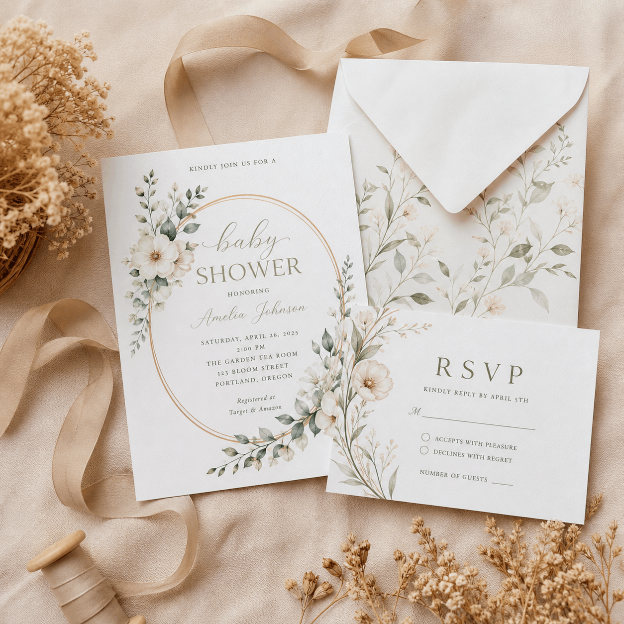 Baby Shower Invitations photorealistic celebration product mockup 1