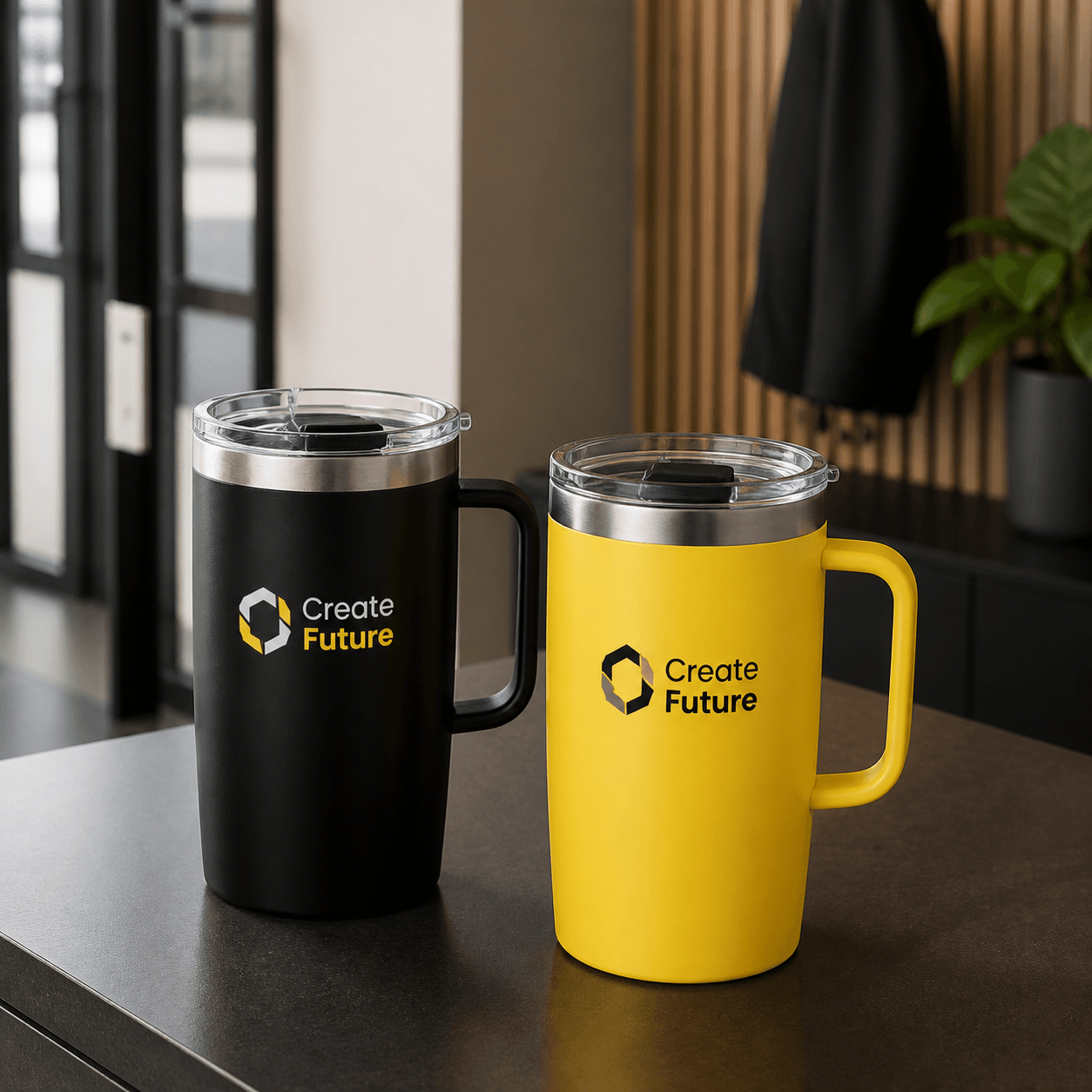 Custom Insulated Mugs photorealistic promotional product mockup 1