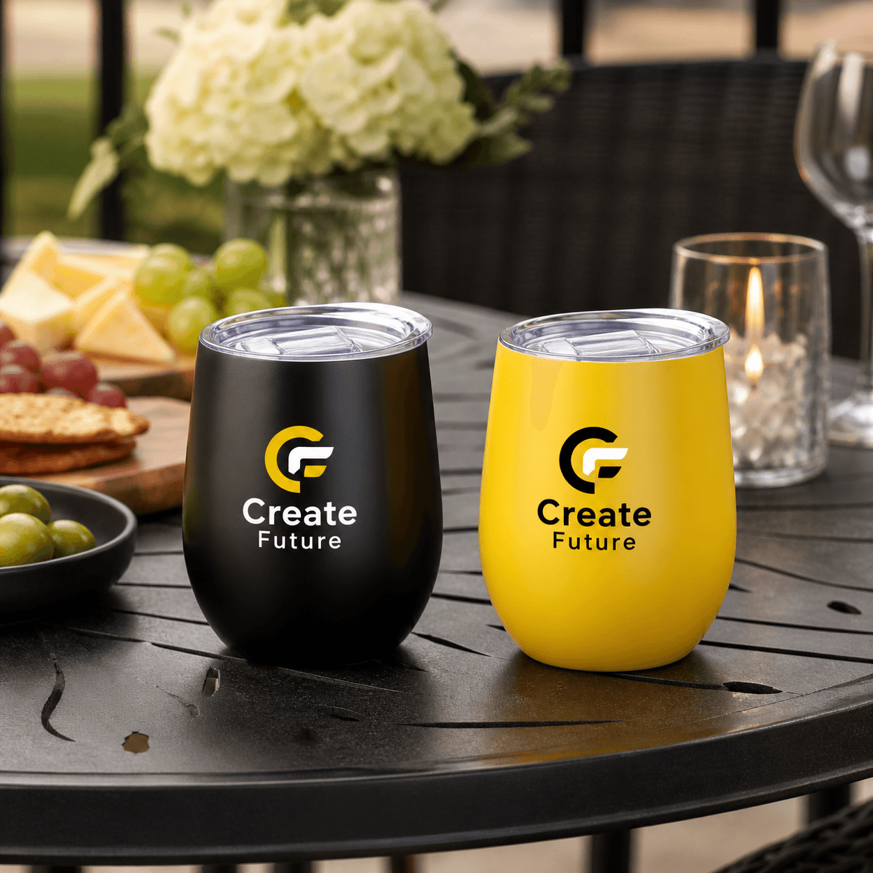 Custom Stemless Tumblers photorealistic promotional product mockup 1