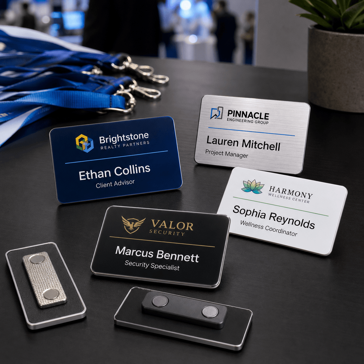 UV Printed Name Tags photorealistic promotional product mockup 1