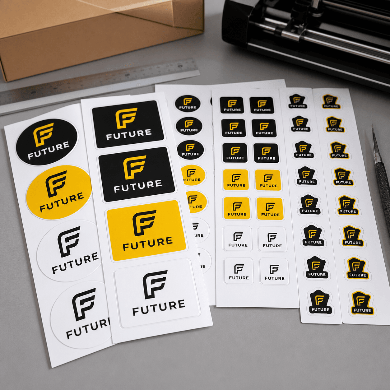 Custom Sheet Stickers photorealistic label and sticker product mockup 1