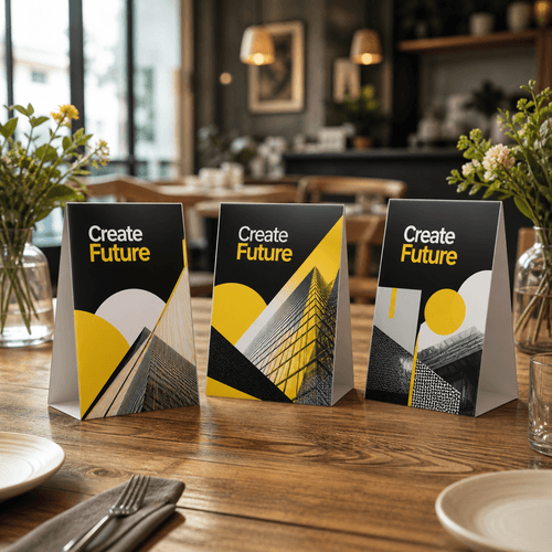 Table Tent Cards photorealistic product mockup