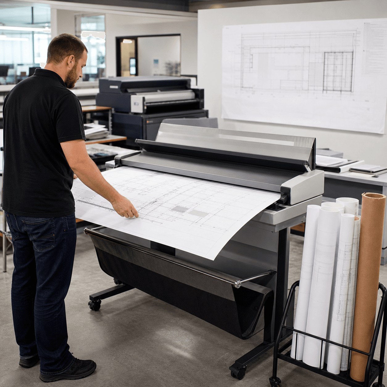 Large Format Drawing Scanning realistic product mockup 1