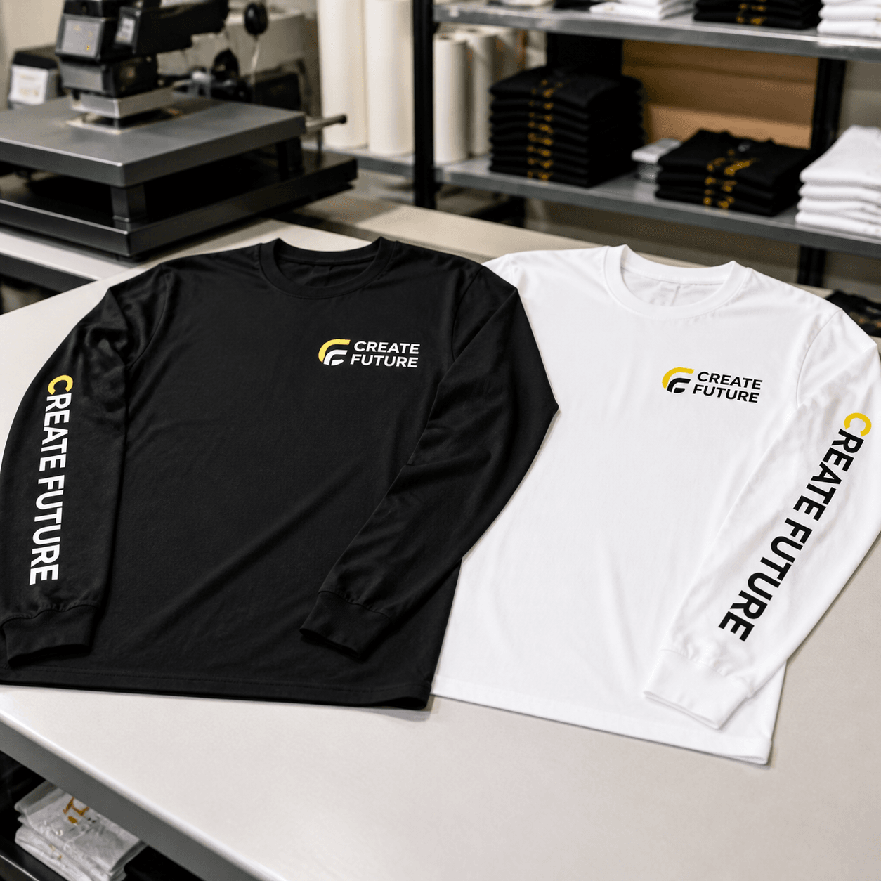 Custom Long Sleeve Shirts photorealistic product mockup 1