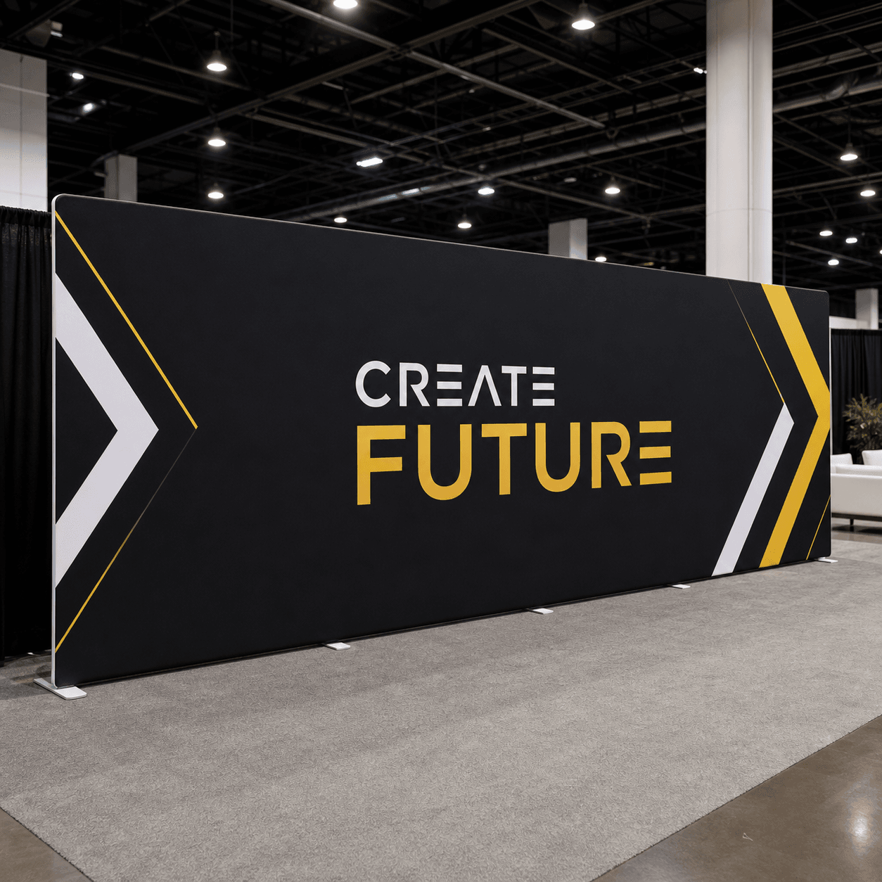 20 ft Straight Tension Fabric Backdrop photorealistic trade show product mockup 1