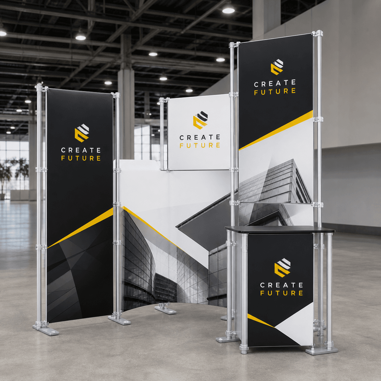 Adjustable Trade Show Display photorealistic trade show product mockup 1